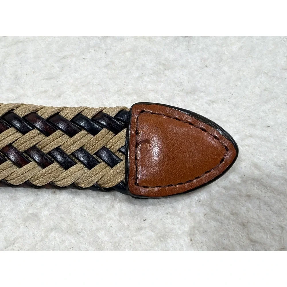Mens Braided Leather Rope Belt Size 36 Brown Tan Black Preppy Boho Woven